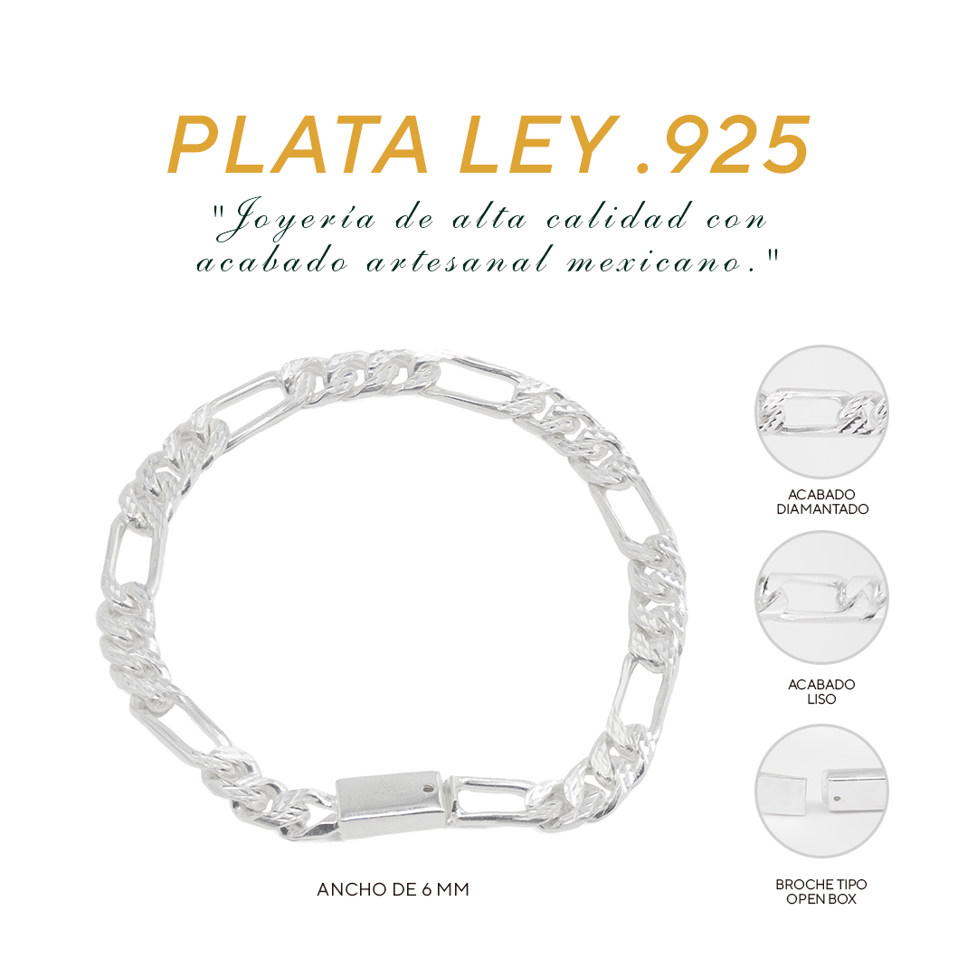 Pulso de Plata .925 - Estilo Fígaro (6mm)