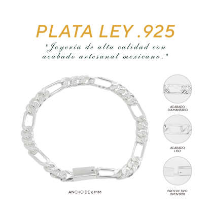 Pulso de Plata .925 - Estilo Fígaro (6mm)
