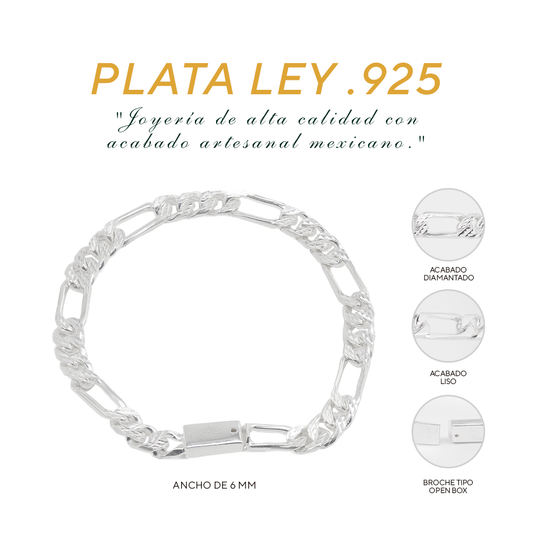 Pulso de Plata .925 - Estilo Fígaro (6mm)