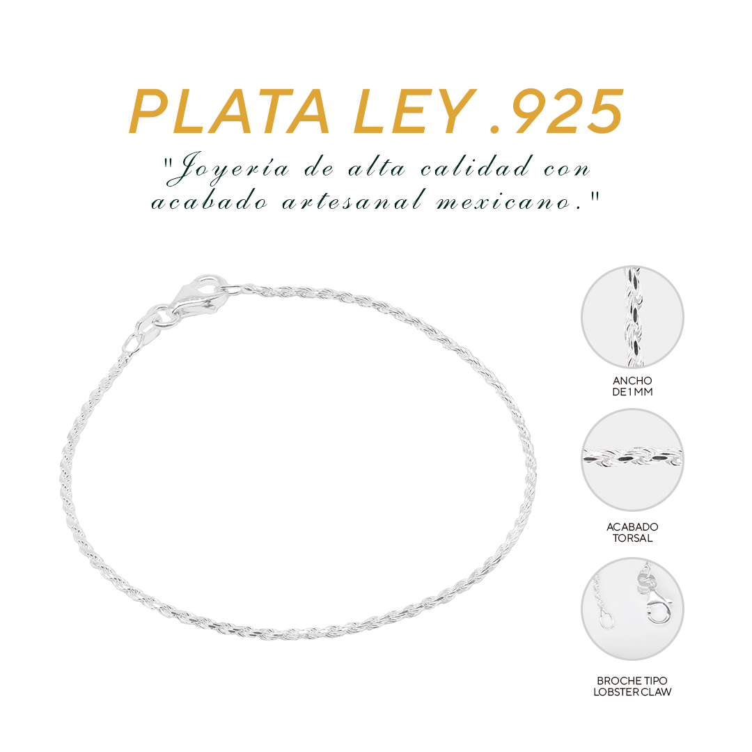 Pulso de Plata .925 - Estilo Torsal (1mm)