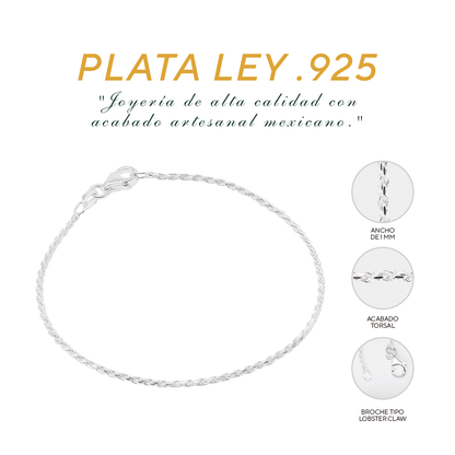 Pulso de Plata .925 - Estilo Torsal (1mm)