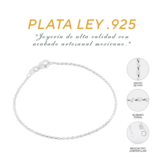 Pulso de Plata .925 - Estilo Torsal (1mm)