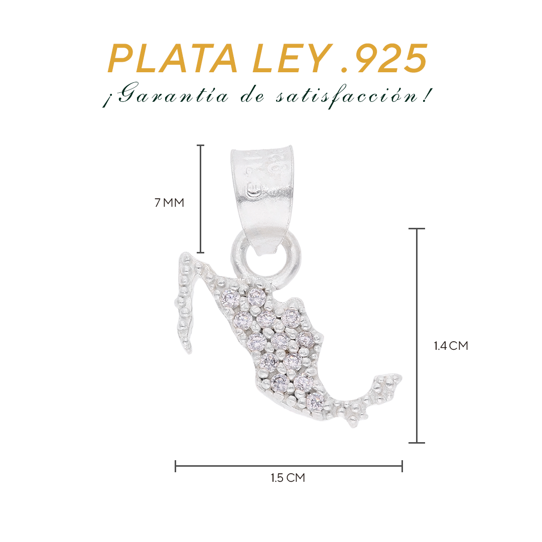 Dije Mapa de México con Zircones Pavé · Plata .925 · Taxco pendiente