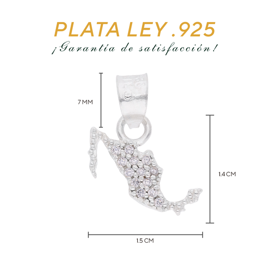 Dije Mapa de México con Zircones Pavé · Plata .925 · Taxco pendiente
