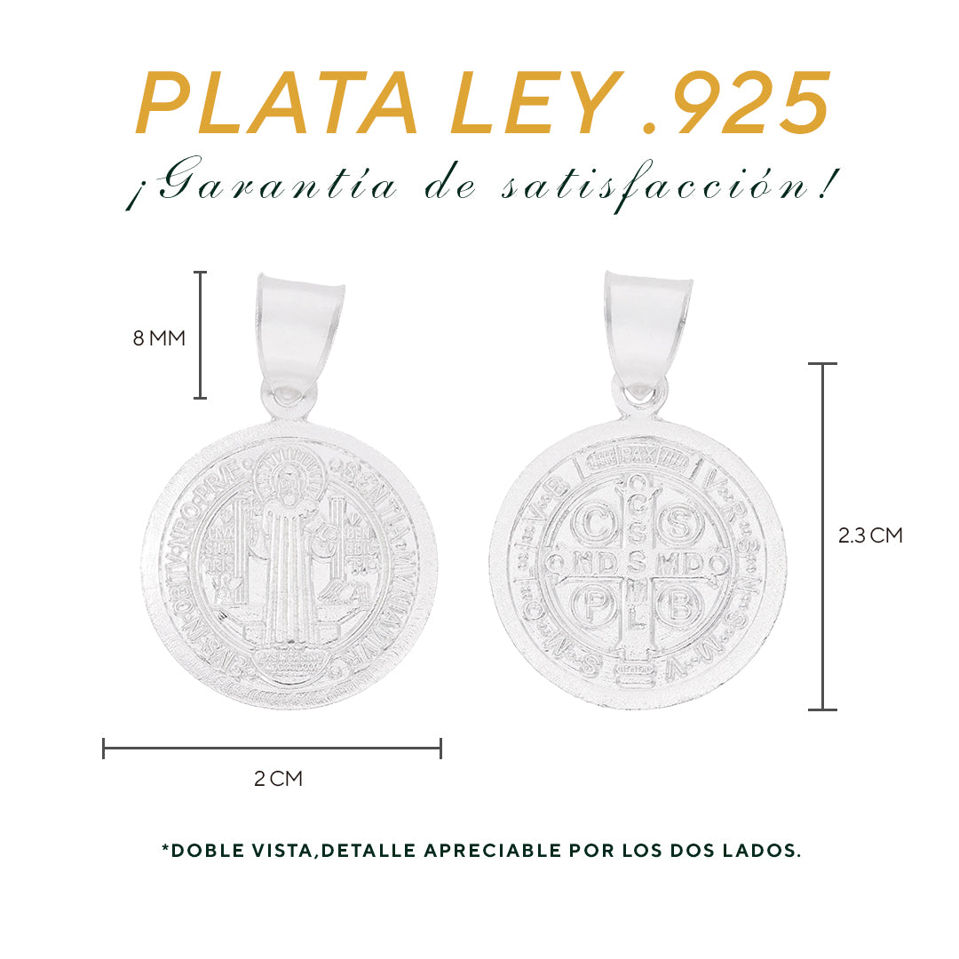 Dije Medalla San Benito Grande Biface — Plata .925 | SBT04