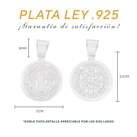Dije Medalla San Benito Grande Biface — Plata .925 | SBT04
