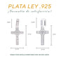 Dije de Plata .925 - Cruz con Cristo y Textura Cuadriculada Diamantada Rodio Negro