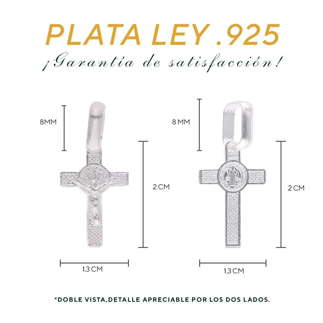 Dije de Plata .925 - Cruz con Cristo y Textura Cuadriculada Diamantada Rodio Negro