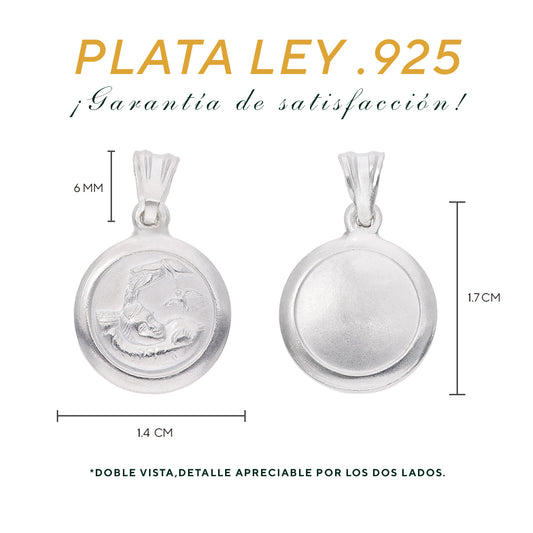 Medidas de la medalla querubín: 1.7 cm alto × 1.4 cm ancho, argolla 6 mm – Plata Ley .925 doble vista