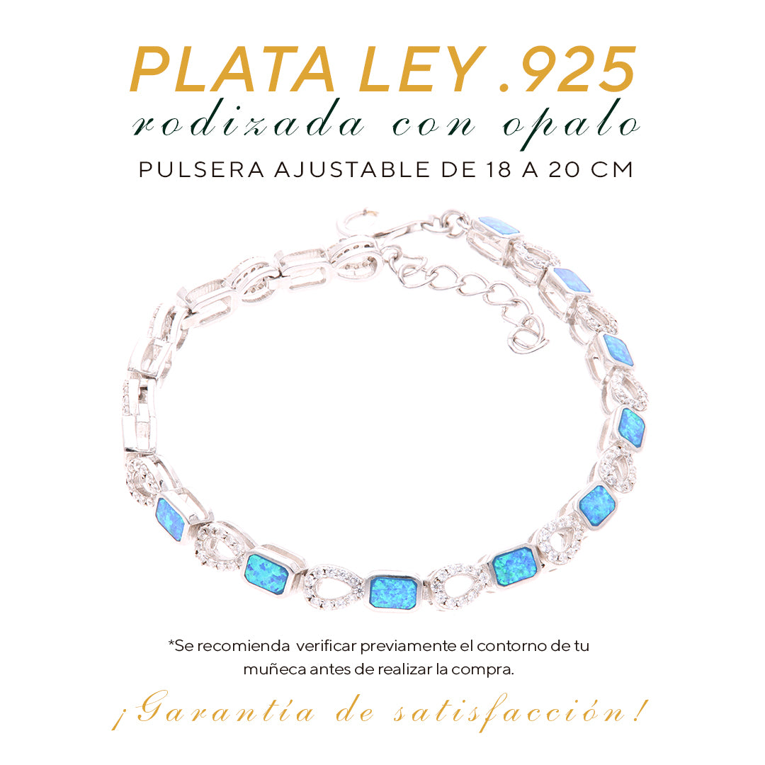 Pulsera de Eslabones Ópalo en Plata.925