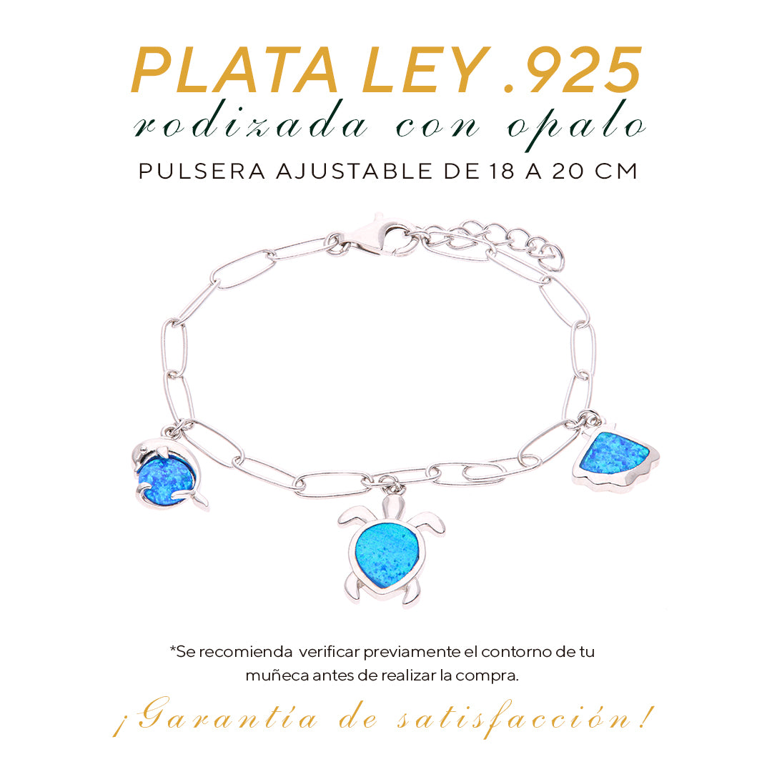 Pulsera Dijes de Ópalo en Plata .925