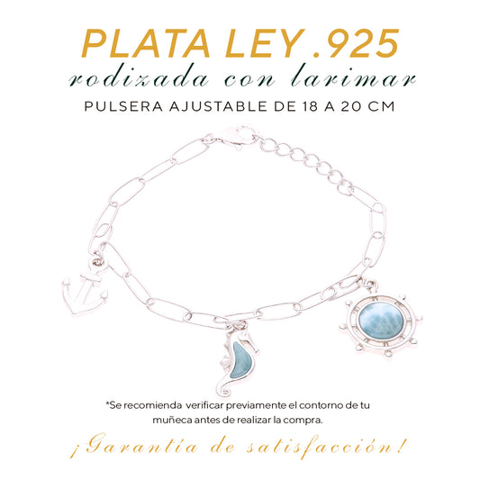 Pulsera Marina de Larimar en Plata.925