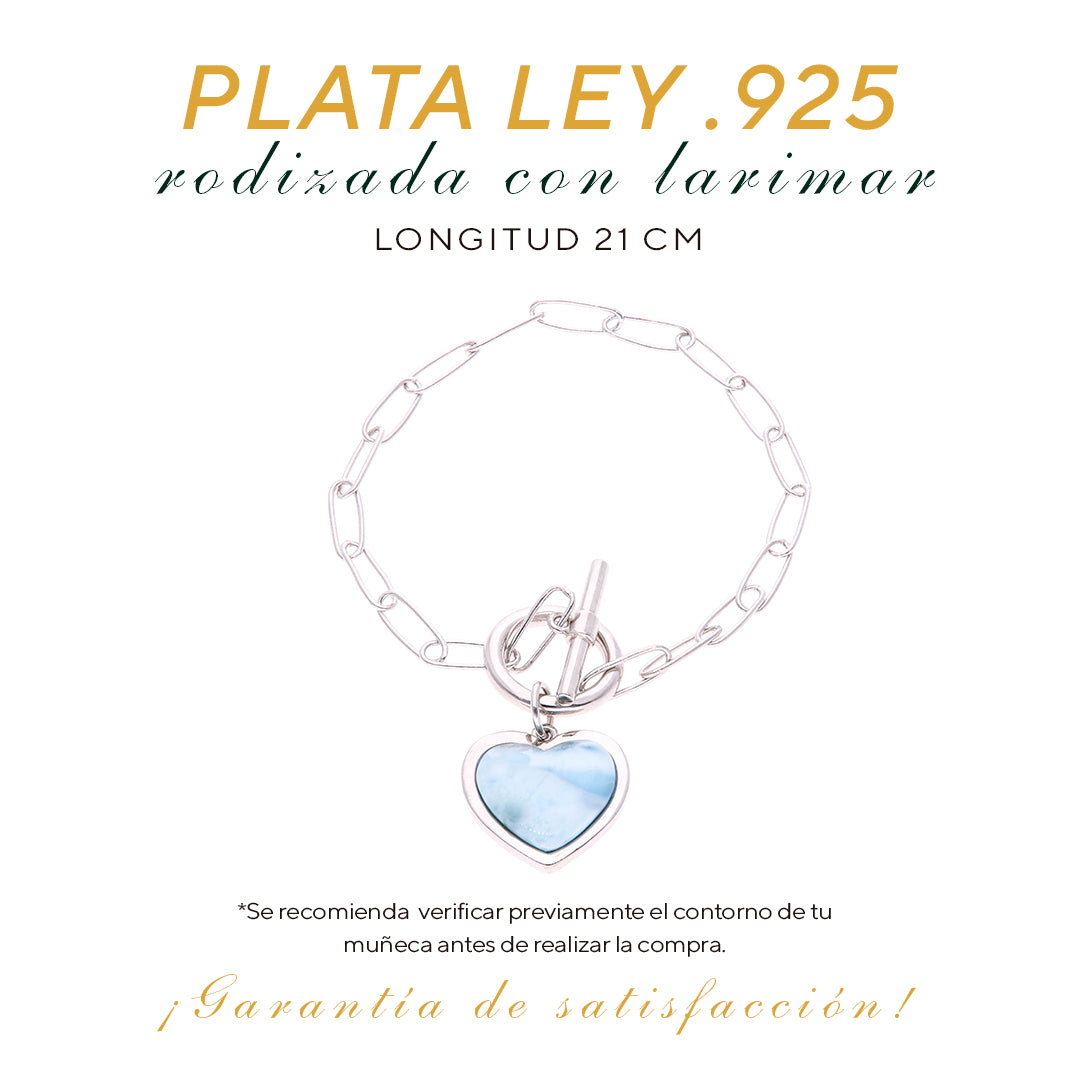 Pulsera Moderna de Larimar en Plata.925