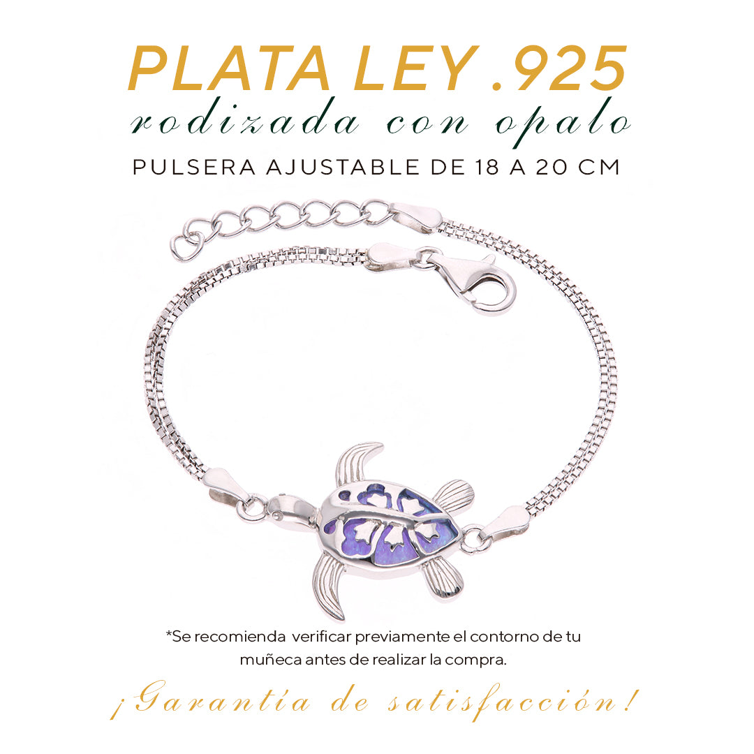 Pulsera Tortuga Marina Ópalo en Plata.925