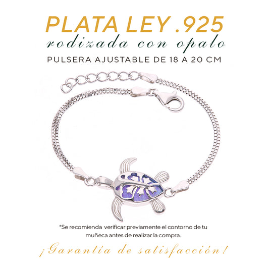 Pulsera Tortuga Marina Ópalo en Plata.925