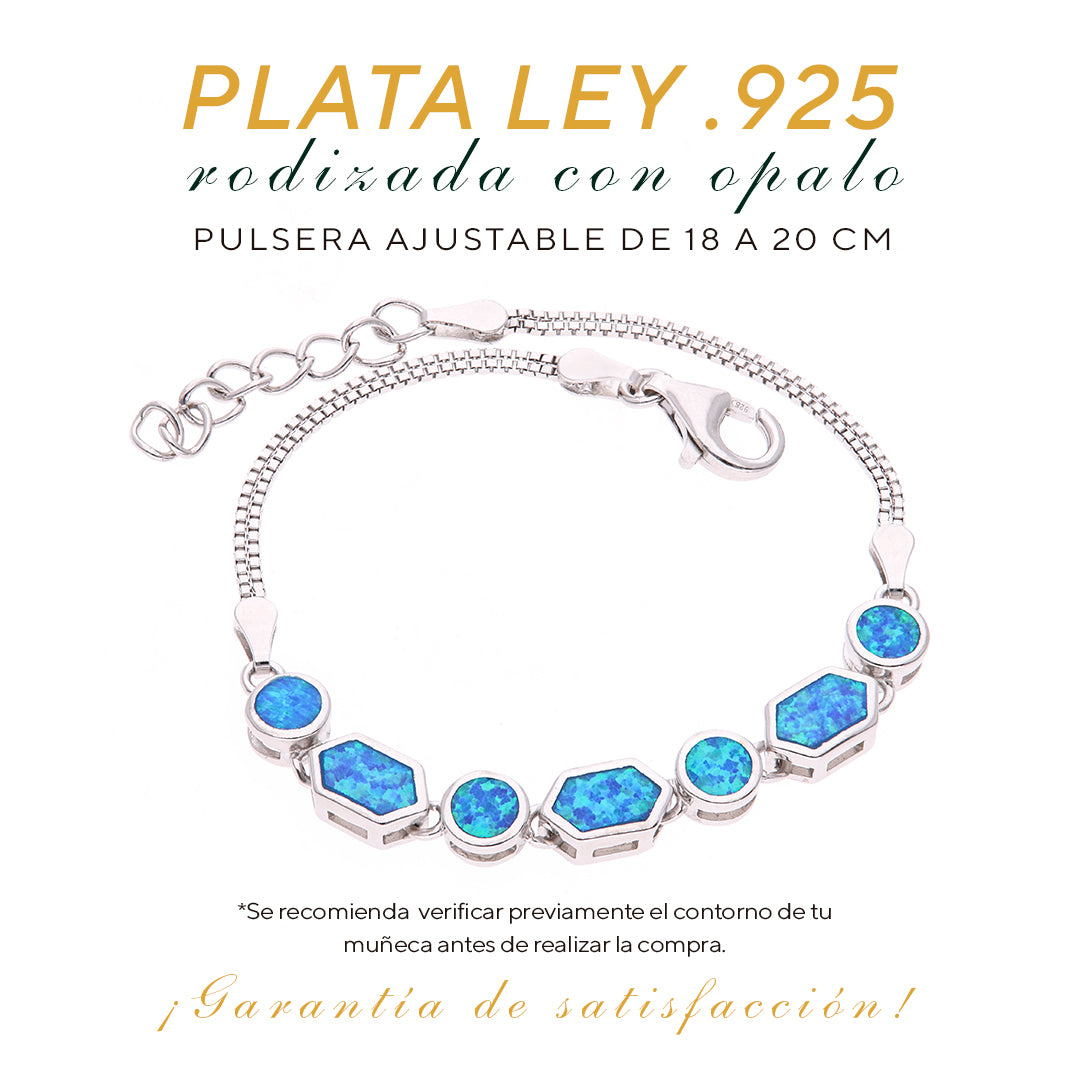 Pulsera Círculos Ópalo en Plata.925