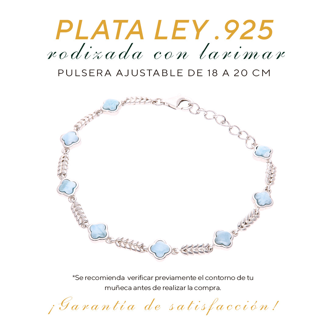 Pulsera Geométrica de Larimar en Plata.925