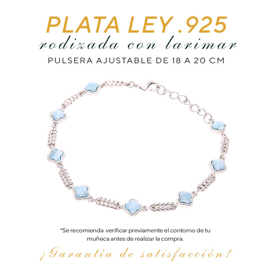 Pulsera Geométrica de Larimar en Plata.925