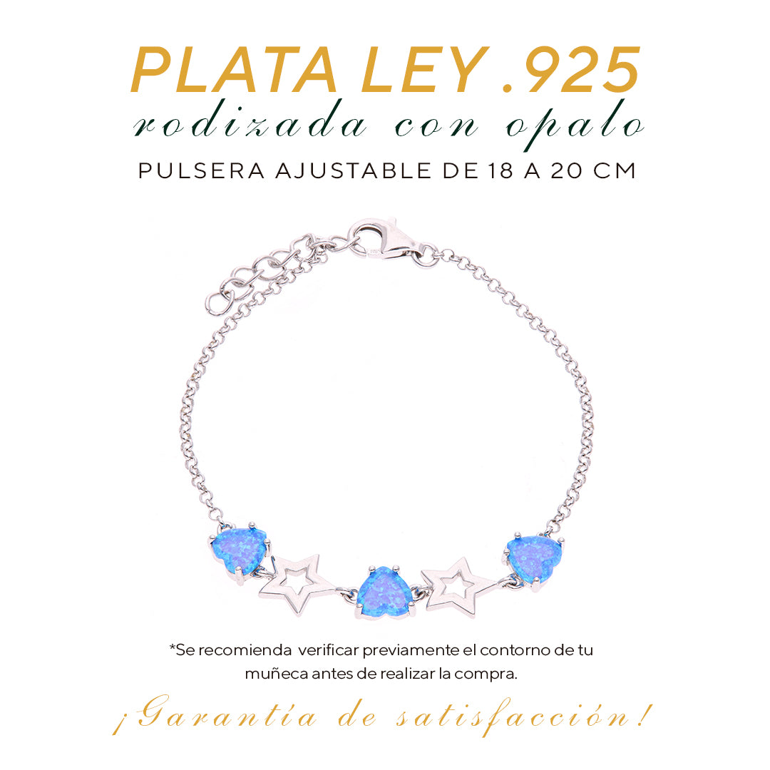 Pulsera Estrellas Combinadas de Ópalo en Plata.925