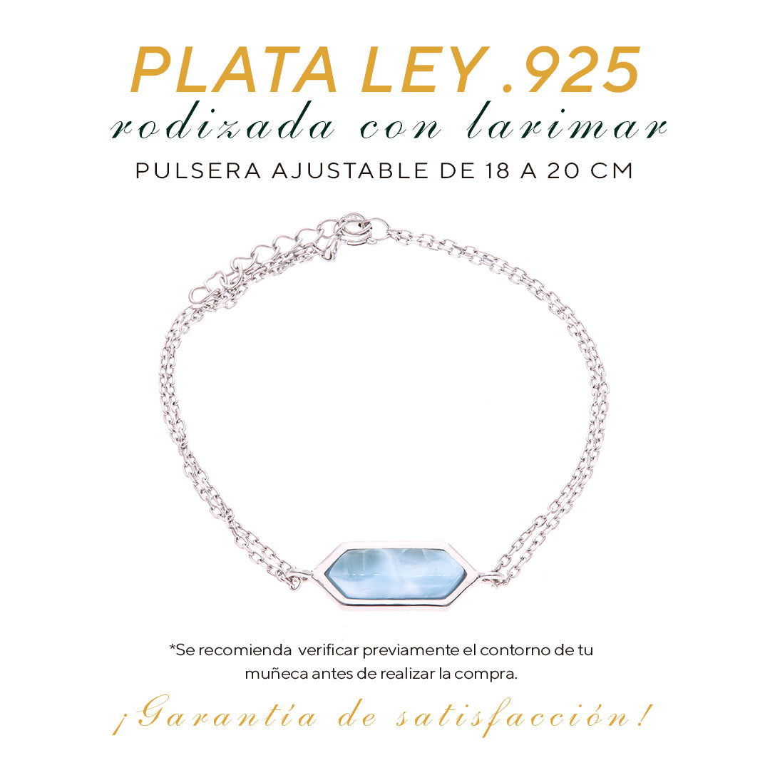 Pulsera Minimalista de Larimar Plata.925