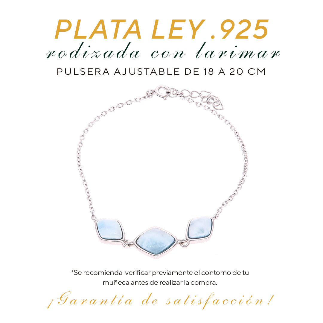 Pulsera Triple Larimar en Plata.925
