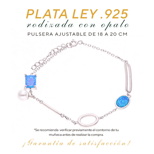 Pulsera Geométrica con Ópalo Plata.925