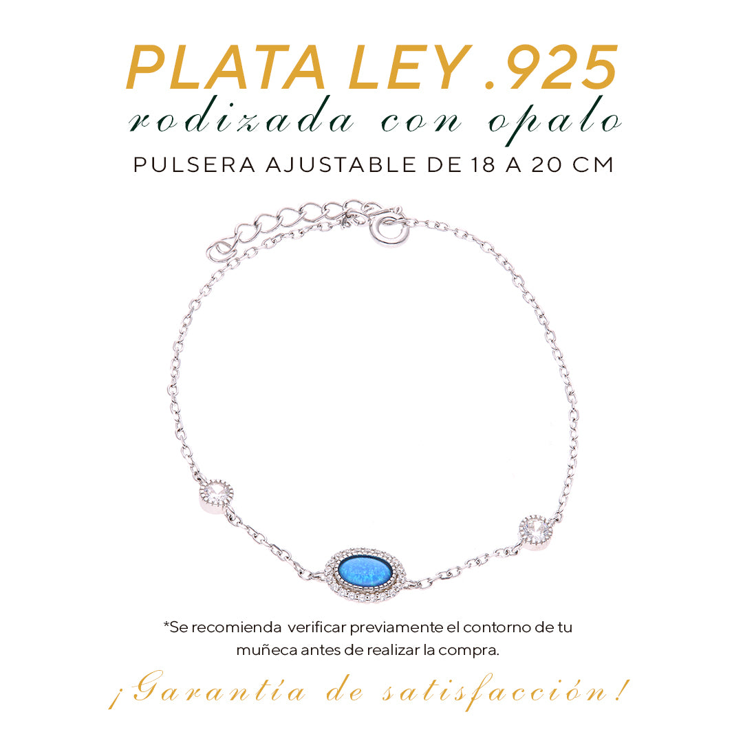 Pulsera Punto de Ópalo en Plata.925