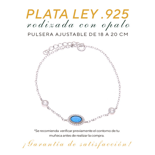 Pulsera Punto de Ópalo en Plata.925