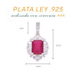 Dije Plata Ley 925 con Rodio y Zirconia AAA Color Rojo Rubí y Blanco