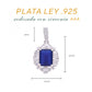 Dije Plata Ley 925 con Rodio y Zirconia AAA Color Azul Zafiro y Blanco