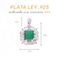 Dije Plata Ley 925 con Rodio y Zirconia AAA Color Verde Esmeralda y Blanco