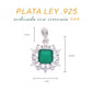 Dije Plata Ley 925 con Rodio y Zirconia AAA Color Verde Esmeralda y Blanco