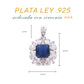 Dije Plata Ley 925 con Rodio y Zirconia AAA Color Azul Zafiro y Blanco
