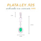 Dije Plata Ley 925 con Rodio y Zirconia AAA Color Verde Esmeralda y Blanco Ovalado