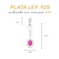 Dije Plata Ley 925 con Rodio y Zirconia AAA Color Rojo Rubí y Blanco Ovalado