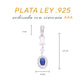Dije Plata Ley 925 con Rodio y Zirconia AAA Color Azul Zafiro y Blanco Ovalado