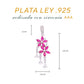 Dije Plata Ley 925 con Rodio y Zirconia AAA Color Rojo Rubí y Blanco en Forma de Dos Flores