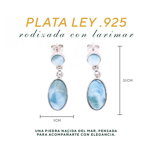 Aretes Larimar Ovalado en Plata.925