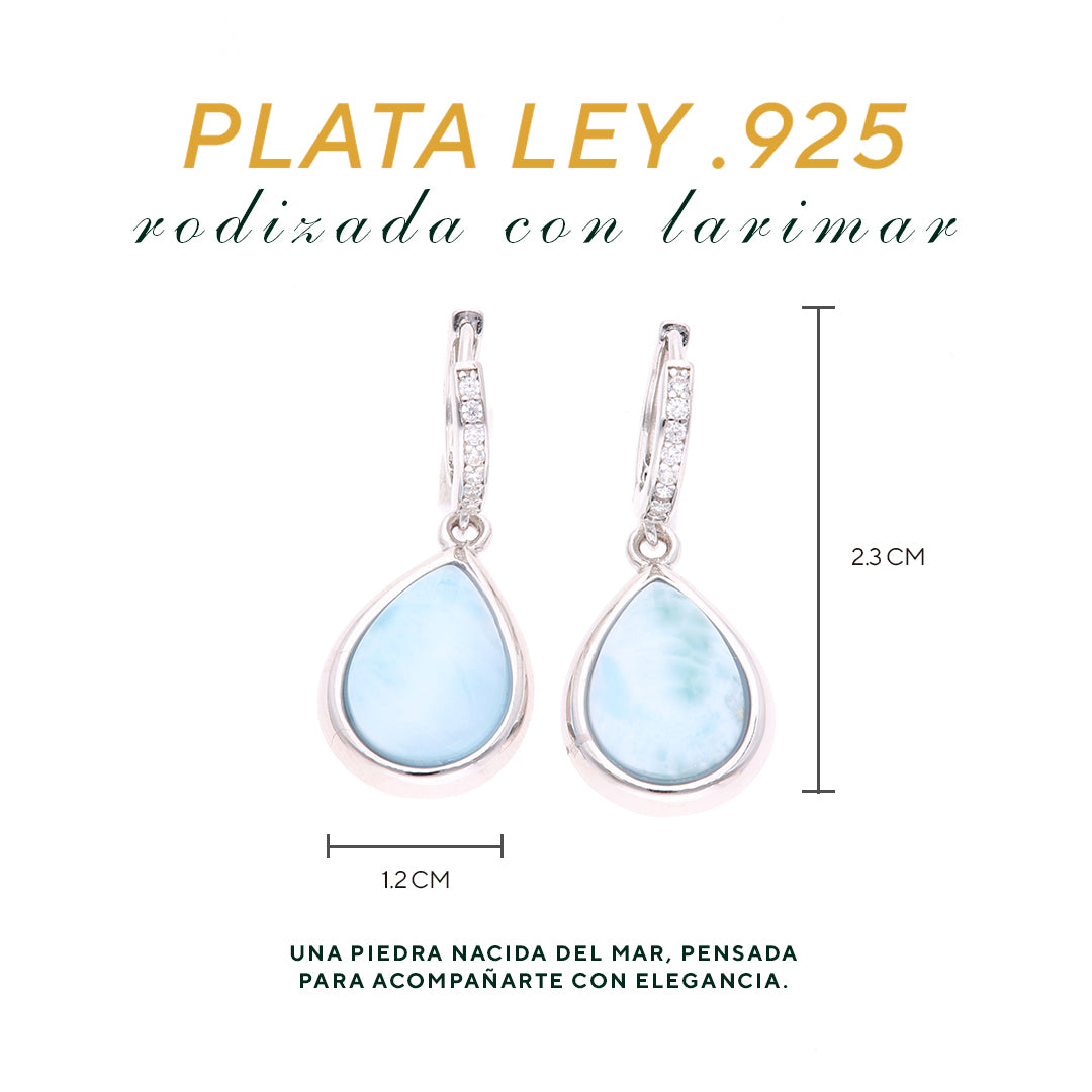 aretes Gota de Larimar en Plata.925