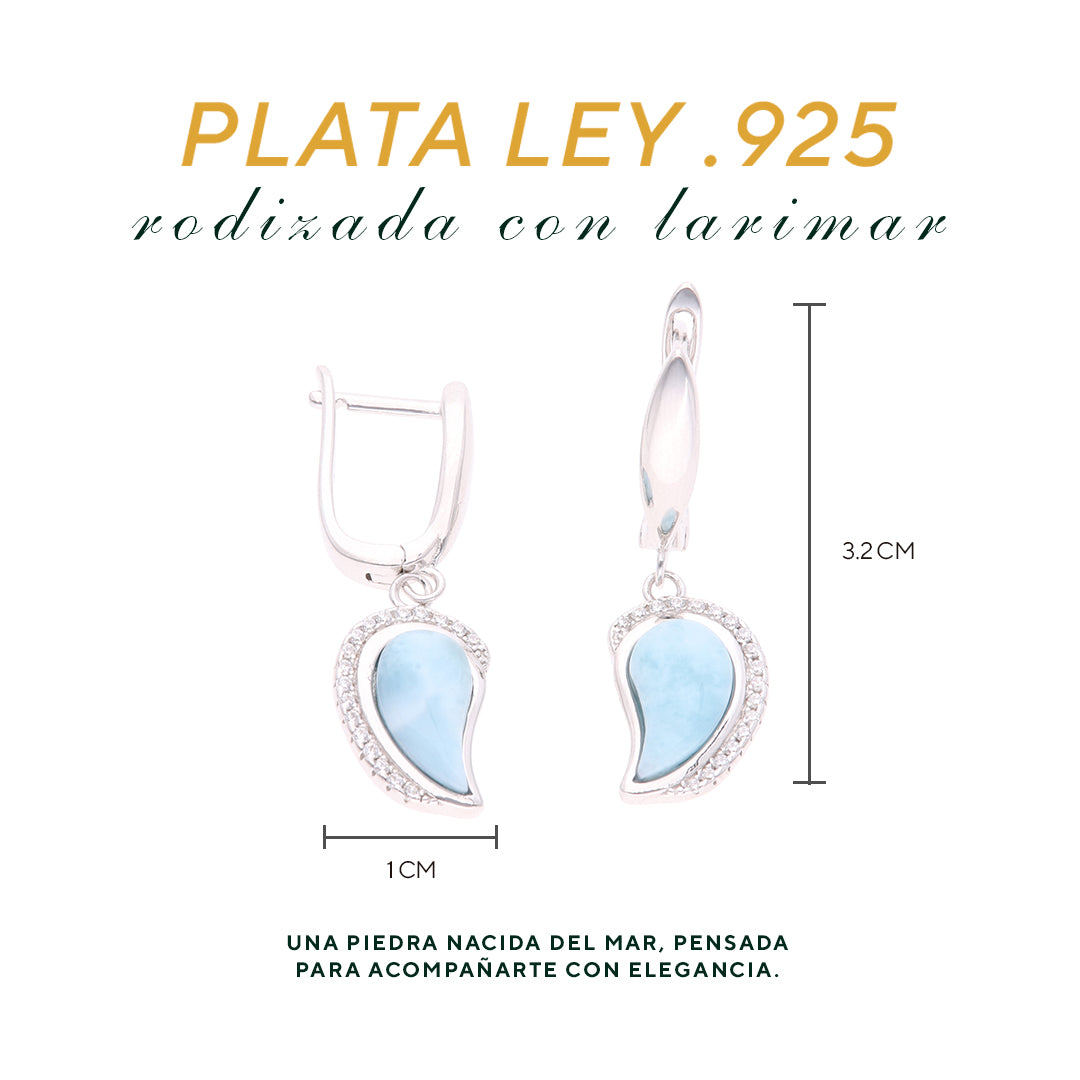 Arete Colgante Media Luna de Larimar Plata.925