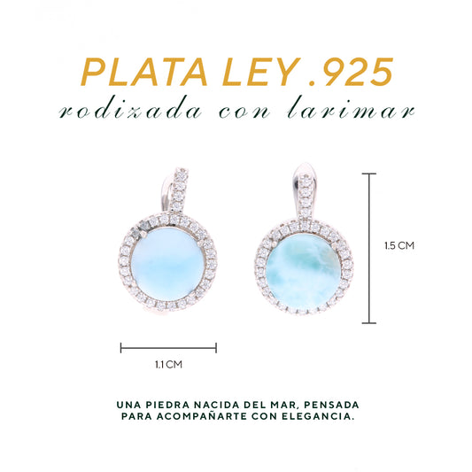 aretes Redondo Clásico Larimar Plata.925
