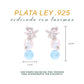 Aretes Perla y Larimar en Plata.925