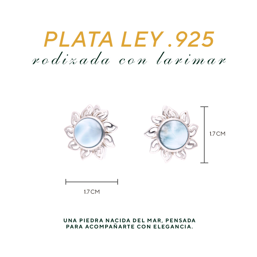Aretes Sol de Larimar en Plata.925