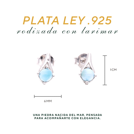 Aretes Geométricos de Larimar en Plata.925