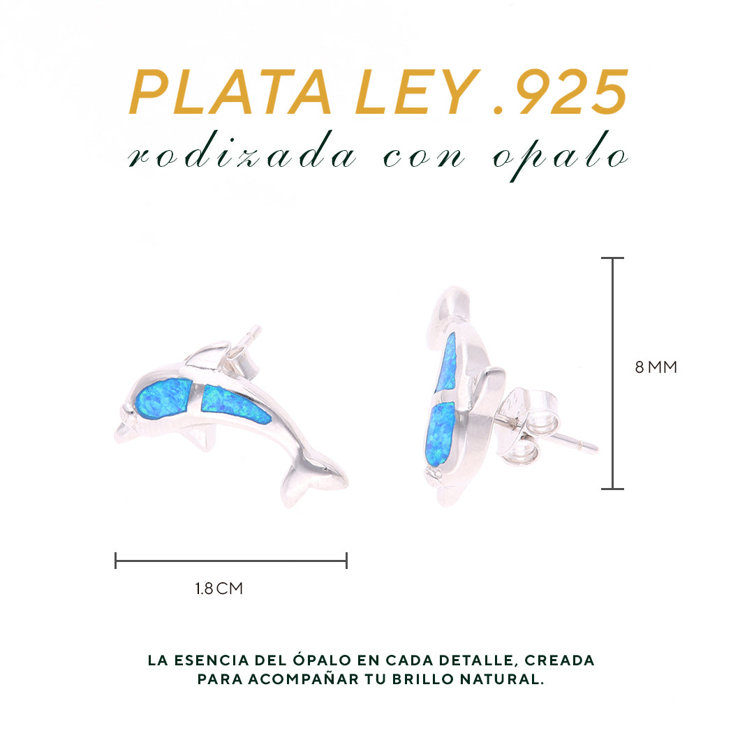 Aretes Delfín de Ópalo en Plata.925