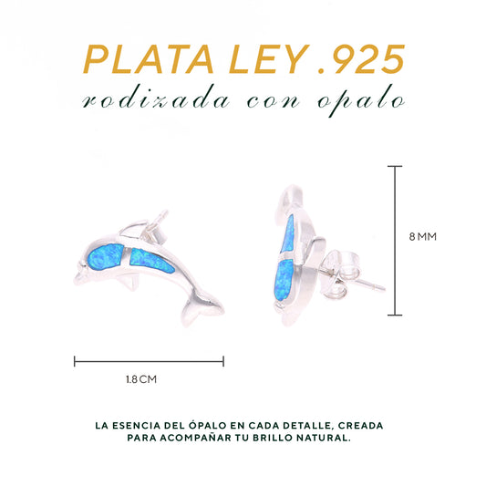 Aretes Delfín de Ópalo en Plata.925