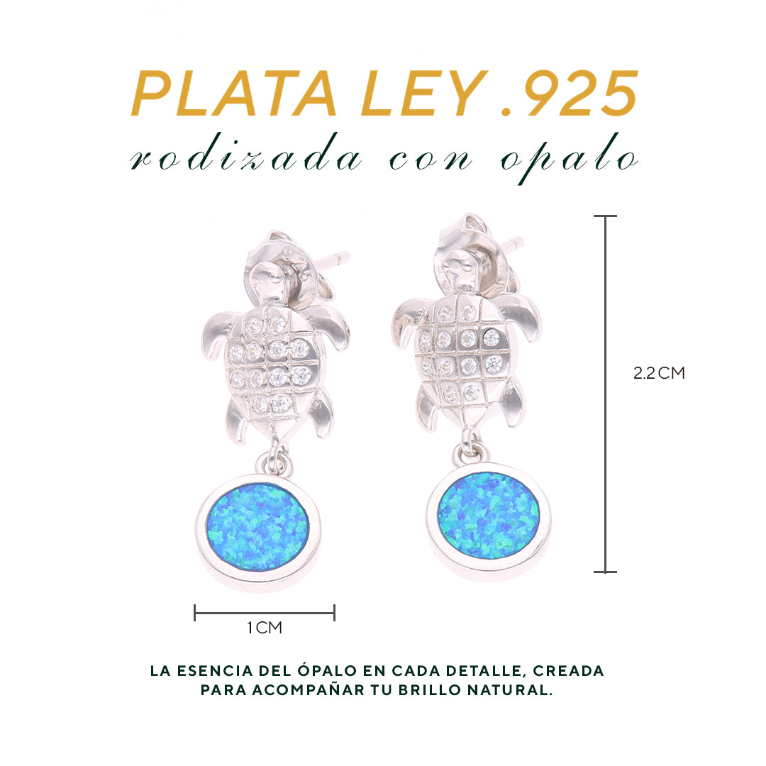 Aretes Tortuga Ópalo en Plata.925