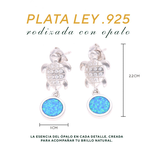 Aretes Tortuga Ópalo en Plata.925