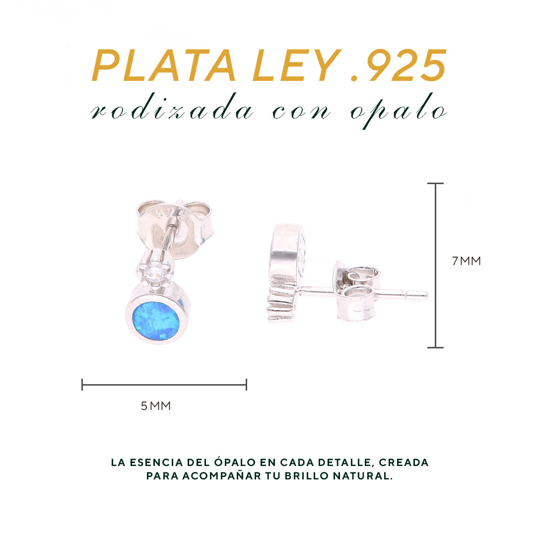 Aretes Punto de Ópalo en Plata.925