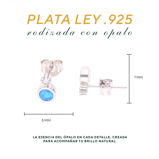 Aretes Punto de Ópalo en Plata.925